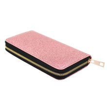 Load image into Gallery viewer, Premium Glitter Bling Smooth Vegan Leather Continental Zip Around Wallet