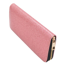 Load image into Gallery viewer, Premium Glitter Bling Smooth Vegan Leather Continental Zip Around Wallet