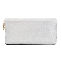 Load image into Gallery viewer, Premium Glitter Bling Smooth Vegan Leather Continental Zip Around Wallet