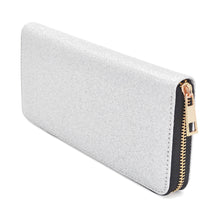 Load image into Gallery viewer, Premium Glitter Bling Smooth Vegan Leather Continental Zip Around Wallet