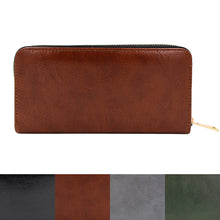 Load image into Gallery viewer, Premium Vegan Antique Leather Continental Zip Around Wallet