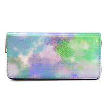 Load image into Gallery viewer, Premium Textured Vegan Leather Multicolor Tie Dye Continental Zip Around Wallet