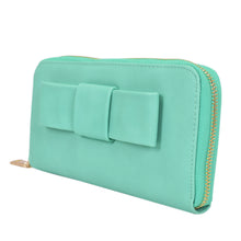Load image into Gallery viewer, Women's Bow Front PU Leather Zip Around Wallet - Different Colors