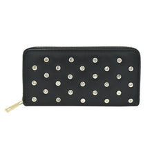 Load image into Gallery viewer, Women's Crystal Rhinestone Studded PU Leather Zip Around Wallet