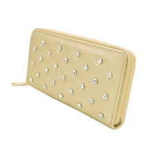 Load image into Gallery viewer, Women's Crystal Rhinestone Studded PU Leather Zip Around Wallet