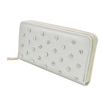 Load image into Gallery viewer, Women's Crystal Rhinestone Studded PU Leather Zip Around Wallet