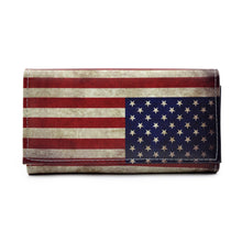 Load image into Gallery viewer, Premium Vintage US USA American Flag Print PU Leather Continental Wallet