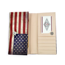 Load image into Gallery viewer, Premium Vintage US USA American Flag Print PU Leather Continental Wallet