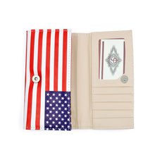 Load image into Gallery viewer, Premium US USA American Flag Print PU Leather Continental Wallet