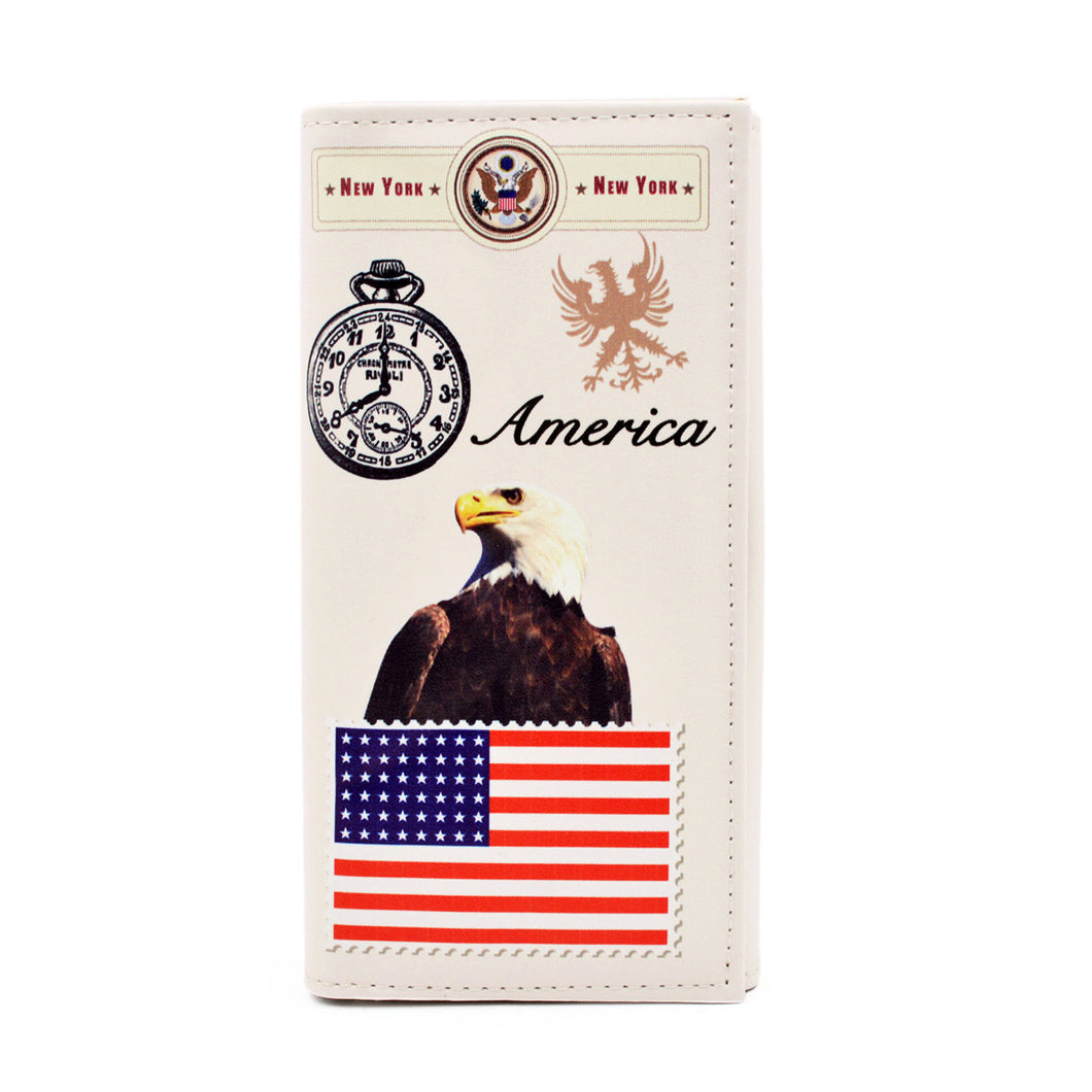 Premium US America New York City Print PU Leather Continental Wallet