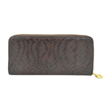 Load image into Gallery viewer, Premium Interlace Pleated PU Leather Zip Around Wallet Wristlet