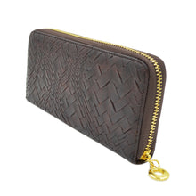 Load image into Gallery viewer, Premium Interlace Pleated PU Leather Zip Around Wallet Wristlet