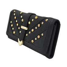 Load image into Gallery viewer, Women's Rhinestone Studded PU Leather Trifold Continental Wallet - Diff Colors