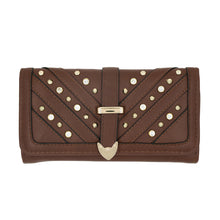 Load image into Gallery viewer, Women's Rhinestone Studded PU Leather Trifold Continental Wallet - Diff Colors