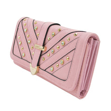 Load image into Gallery viewer, Women's Rhinestone Studded PU Leather Trifold Continental Wallet - Diff Colors