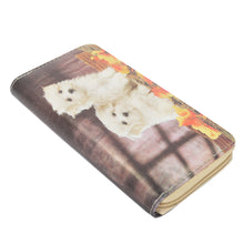 Load image into Gallery viewer, 2 Maltese Puppy Dog Animal Print PU Leather Zip Around Wallet