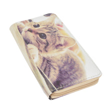 Load image into Gallery viewer, Brown Kitty Cat Animal Print PU Leather Zip Around Wallet