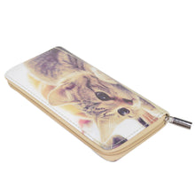Load image into Gallery viewer, Brown Kitty Cat Animal Print PU Leather Zip Around Wallet