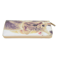 Load image into Gallery viewer, Brown Kitty Cat Animal Print PU Leather Zip Around Wallet