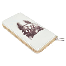 Load image into Gallery viewer, Cute Kitty Cat with Glasses Animal Print PU Leather Zip Around Wallet