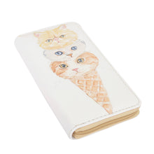 Load image into Gallery viewer, Kitty Cat Ice Cream Animal Print PU Leather Zip Around Wallet