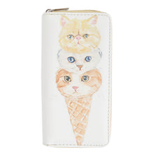 Load image into Gallery viewer, Kitty Cat Ice Cream Animal Print PU Leather Zip Around Wallet