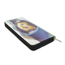 Load image into Gallery viewer, Kitty Cat in Jeans Animal Print PU Leather Zip Around Wallet