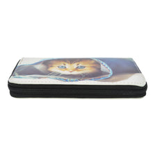 Load image into Gallery viewer, Kitty Cat in Jeans Animal Print PU Leather Zip Around Wallet