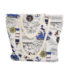 Load image into Gallery viewer, Premium Bon Voyage Ship Anchor Rudder Cotton Canvas Tote Shoulder Bag Handbag