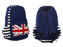 Load image into Gallery viewer, Premium Union Jack UK Flag Polka Dot Canvas Backpack School Shoulder Bag