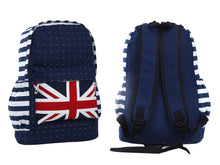 Load image into Gallery viewer, Premium Union Jack UK Flag Polka Dot Canvas Backpack School Shoulder Bag