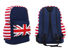Load image into Gallery viewer, Premium Union Jack UK Flag Polka Dot Canvas Backpack School Shoulder Bag
