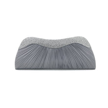 Load image into Gallery viewer, Elegant Pleated Satin & Crystal Hard Clutch Evening Bag