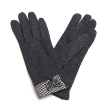 Load image into Gallery viewer, Elegant Women's Winter Thermal Gloves with Bow & Houndstooth Trim