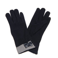 Load image into Gallery viewer, Elegant Women's Winter Thermal Gloves with Bow & Houndstooth Trim