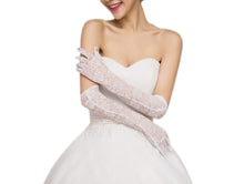 Load image into Gallery viewer, Premium Women's Long Lace Floral Wedding Party Bridal Gloves