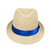 Load image into Gallery viewer, Classic Natural Fedora Straw Hat With Ribbon Band