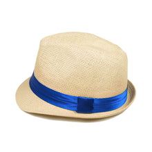 Load image into Gallery viewer, Classic Natural Fedora Straw Hat With Ribbon Band