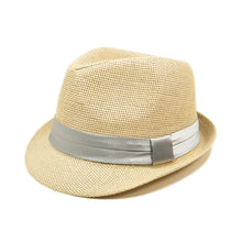 Load image into Gallery viewer, Classic Natural Fedora Straw Hat With Ribbon Band