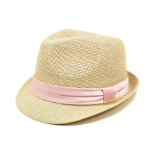 Load image into Gallery viewer, Classic Natural Fedora Straw Hat With Ribbon Band