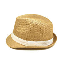 Load image into Gallery viewer, Classic Tan Fedora Straw Hat