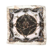 Load image into Gallery viewer, Elegant Silk Feel Plaid with Chains Design Satin Square Scarf