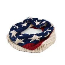 Load image into Gallery viewer, Stars & Stripes US Flag Style Winter Knit Infinity Loop Circle Scarf