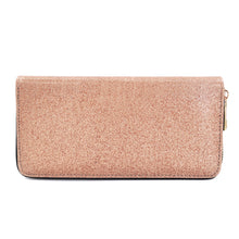 Load image into Gallery viewer, Premium Glitter Bling Smooth Vegan Leather Continental Zip Around Wallet