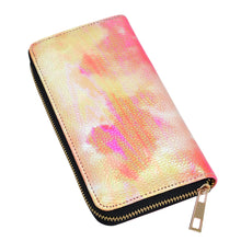 Load image into Gallery viewer, Premium Textured Vegan Leather Multicolor Tie Dye Continental Zip Around Wallet