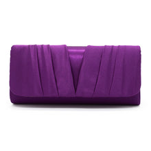 Load image into Gallery viewer, Elegant Classic Solid Satin Pleated Satin Flap Clutch Evening Bag Handbag
