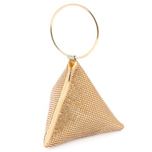 Load image into Gallery viewer, Rhinestone Mesh Triangle Pyramid Clutch Full Crystal Soft Wristlet Handbag
