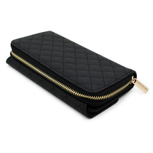 Load image into Gallery viewer, Premium Saffiano Vegan PU Leather Flap Wallet Zip Around Clutch Phone Organizer
