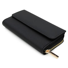 Load image into Gallery viewer, Premium Saffiano Vegan PU Leather Flap Wallet Zip Around Clutch Phone Organizer
