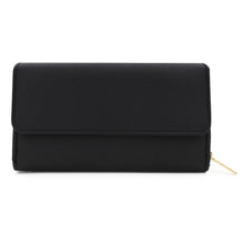 Load image into Gallery viewer, Premium Saffiano Vegan PU Leather Flap Wallet Zip Around Clutch Phone Organizer
